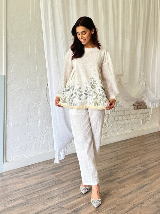 White embroidered co-ord set