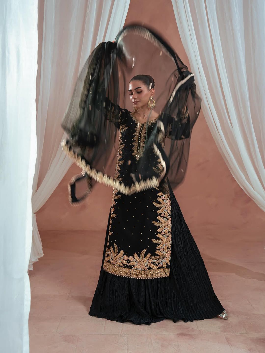 Elegant Black Embroidered Suit