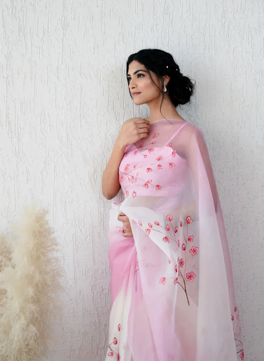 Grace in Pink Blossom Saree