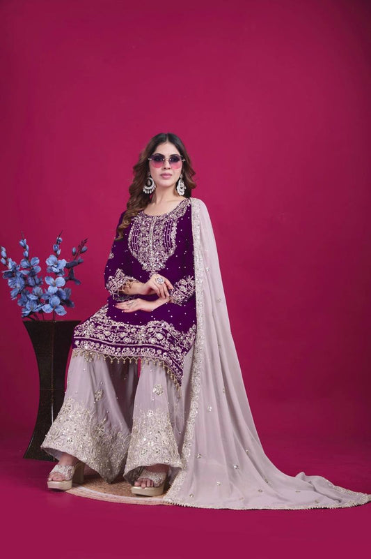 Royal Purple Embroidered Suit