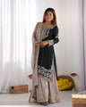Elegant Black & Beige Embroidered Suit