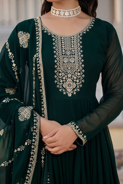 Elegant Green Anarkali With Dupatta