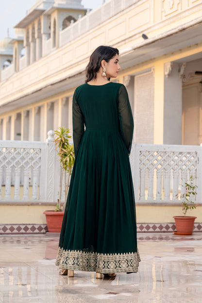 Elegant Green Anarkali With Dupatta