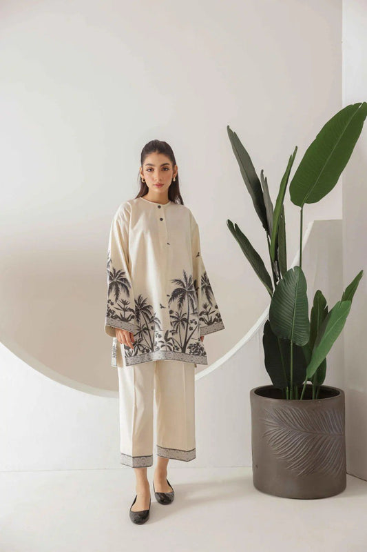 Printed palm tree Cotton Co-ord Set