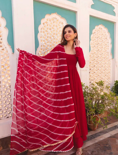 Designer Red gown With Dupataa
