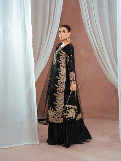 Elegant Black Embroidered Suit