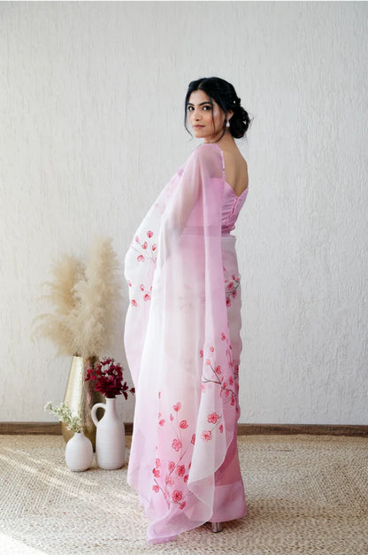 Grace in Pink Blossom Saree