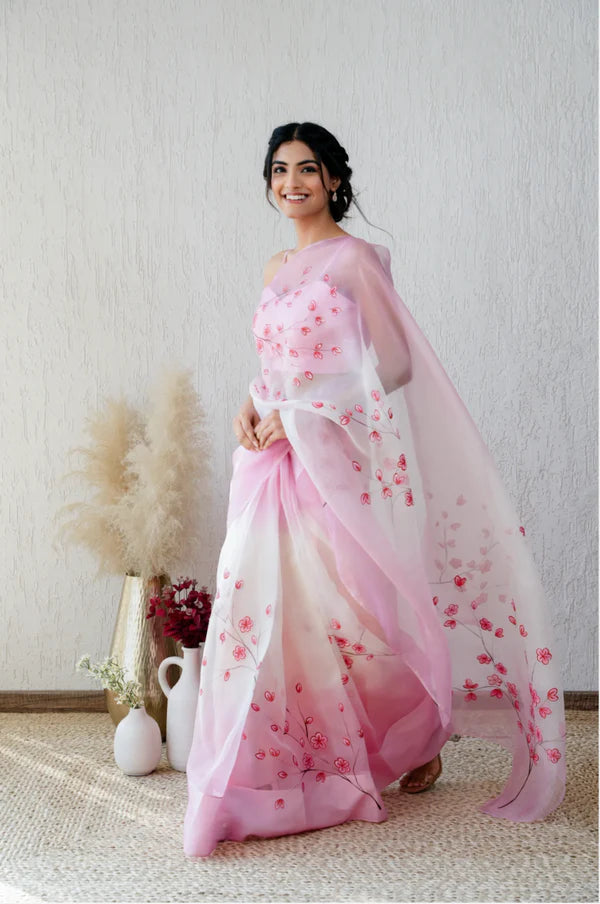 Grace in Pink Blossom Saree
