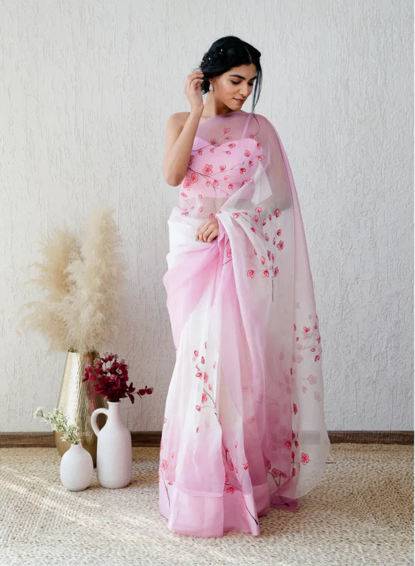 Grace in Pink Blossom Saree