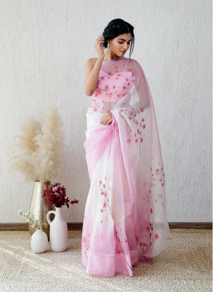 Grace in Pink Blossom Saree