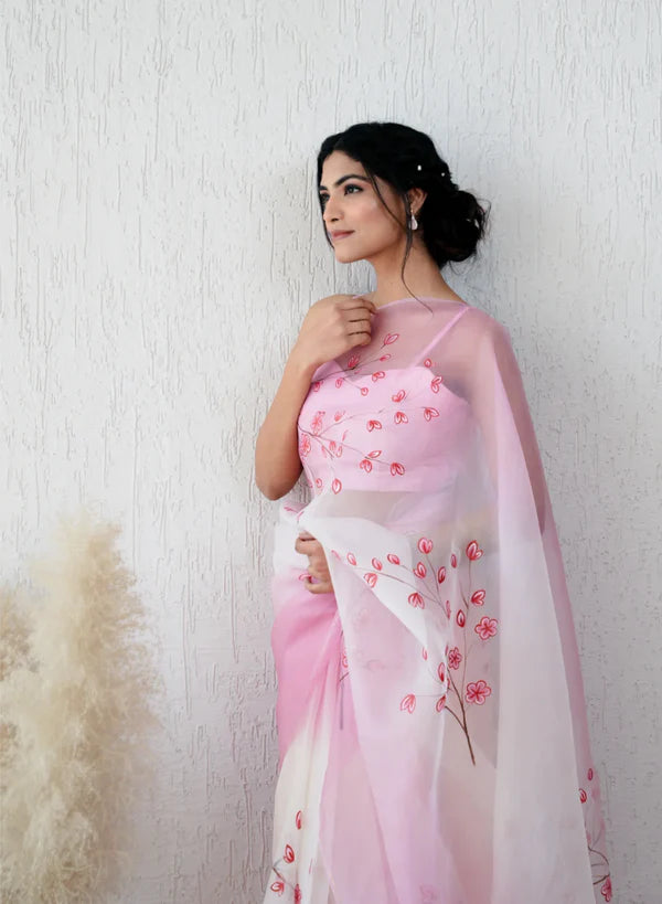 Grace in Pink Blossom Saree