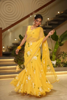 Summer Bloom Yellow Saree with White Rose Print