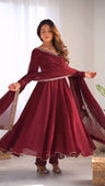 Elegant Maroon Anarkali Suit Set