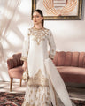 Elegant White Embroidered Sharara Set & Dupatta