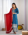 Blue Silk Kurta with Plazo & Dupatta