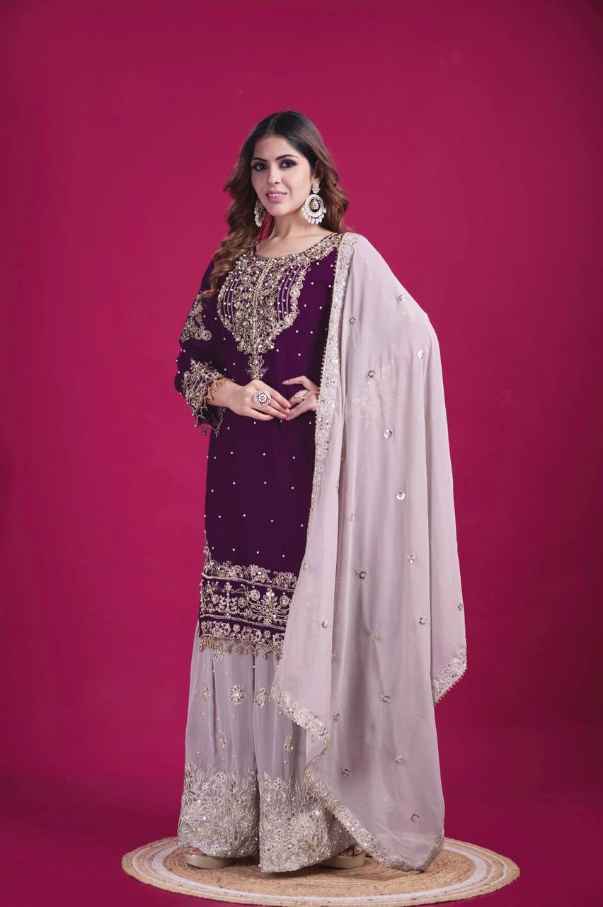 Royal Purple Embroidered Suit