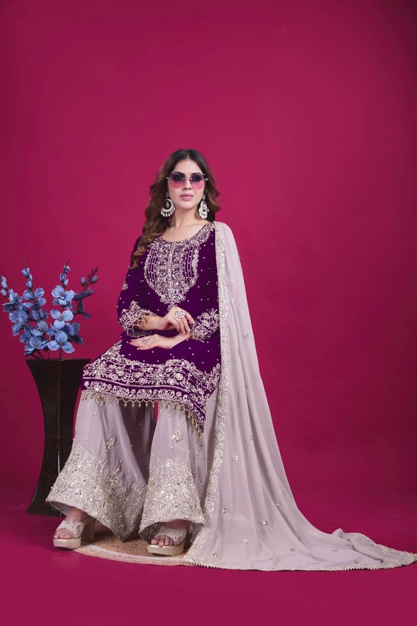 Royal Purple Embroidered Suit