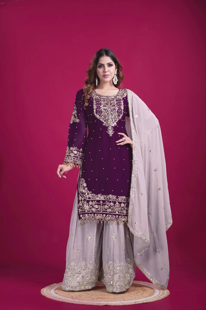 Royal Purple Embroidered Suit