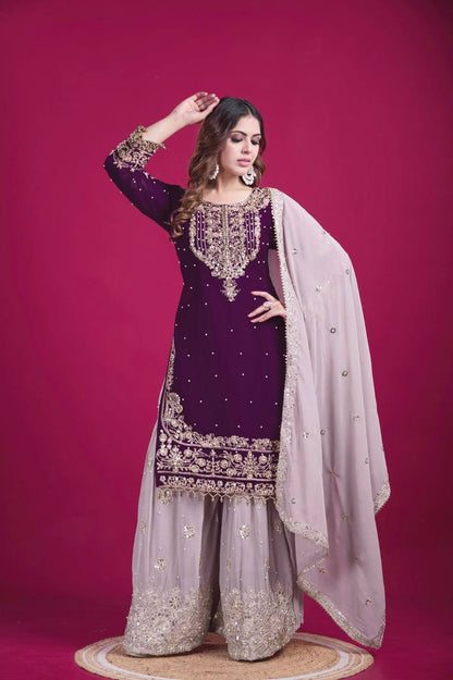 Royal Purple Embroidered Suit