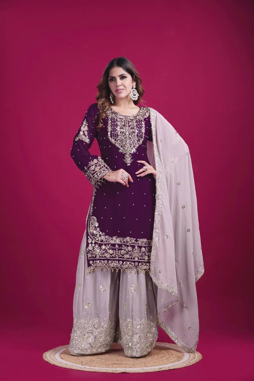 Royal Purple Embroidered Suit