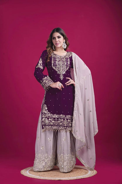 Royal Purple Embroidered Suit
