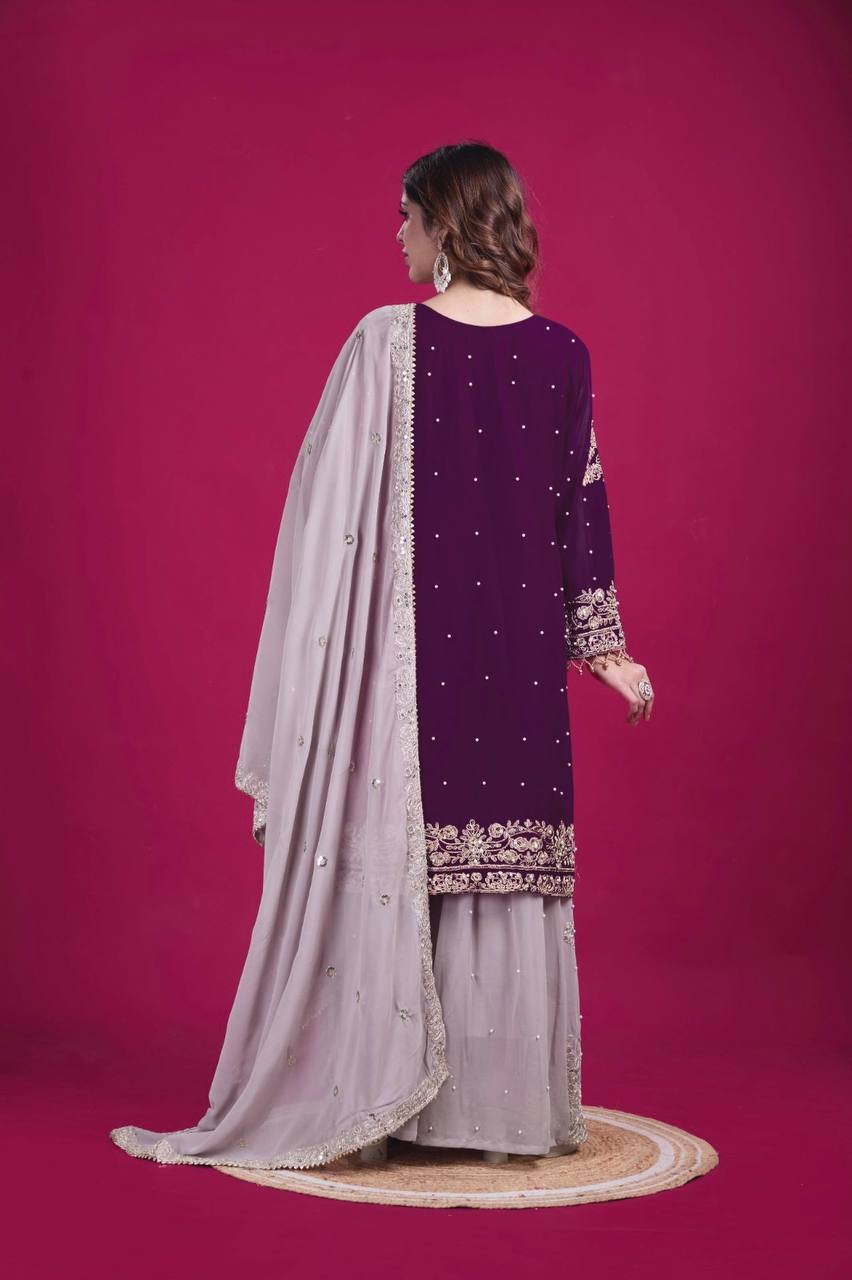 Royal Purple Embroidered Suit