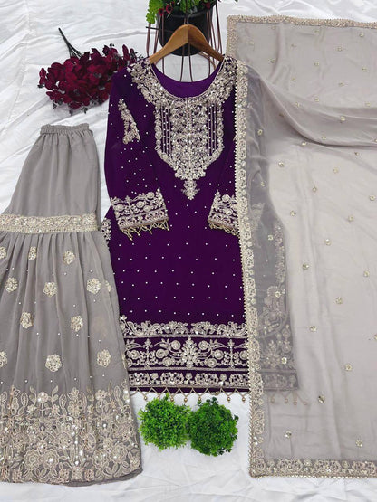 Royal Purple Embroidered Suit