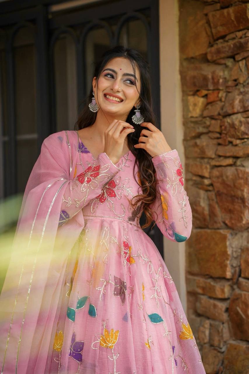 Pink Anarkali Sharara with Dupatta