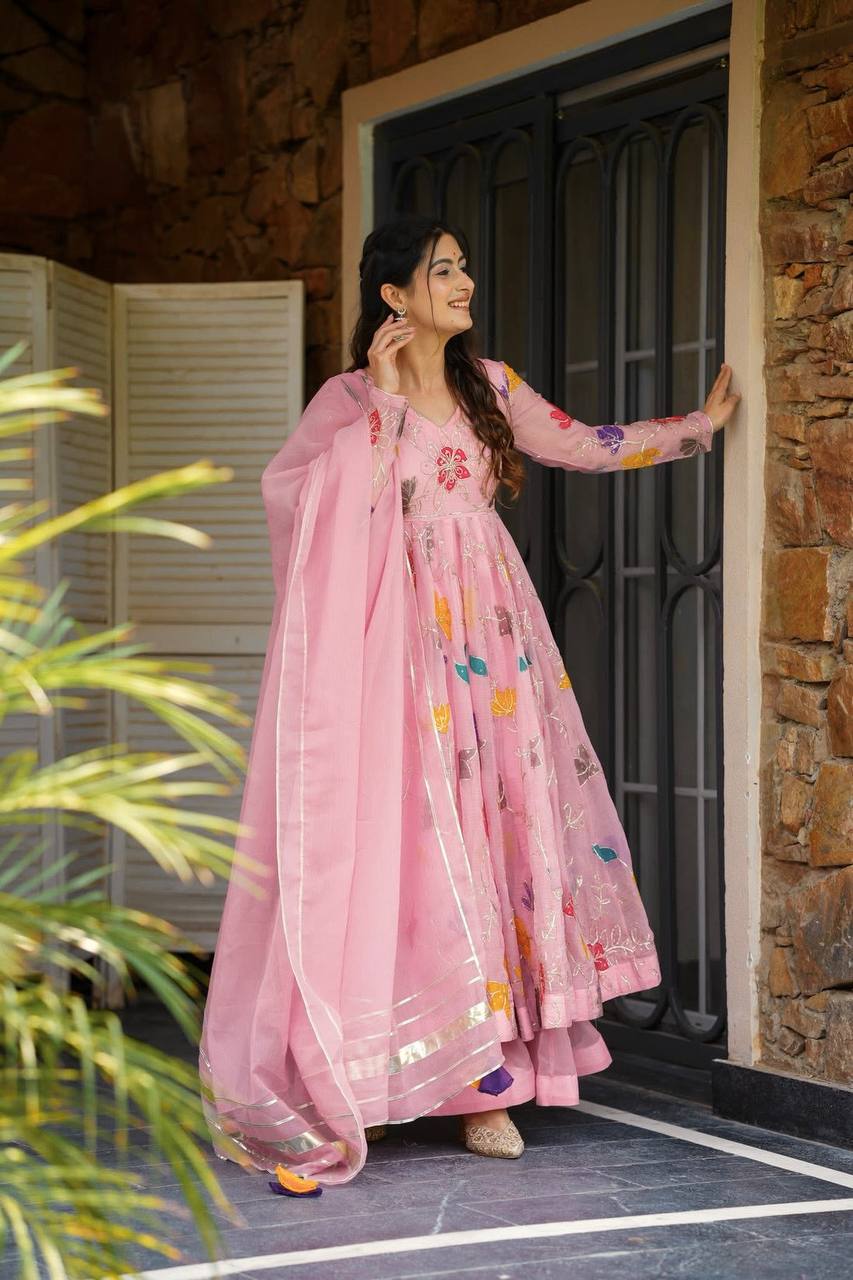 Pink Anarkali Sharara with Dupatta