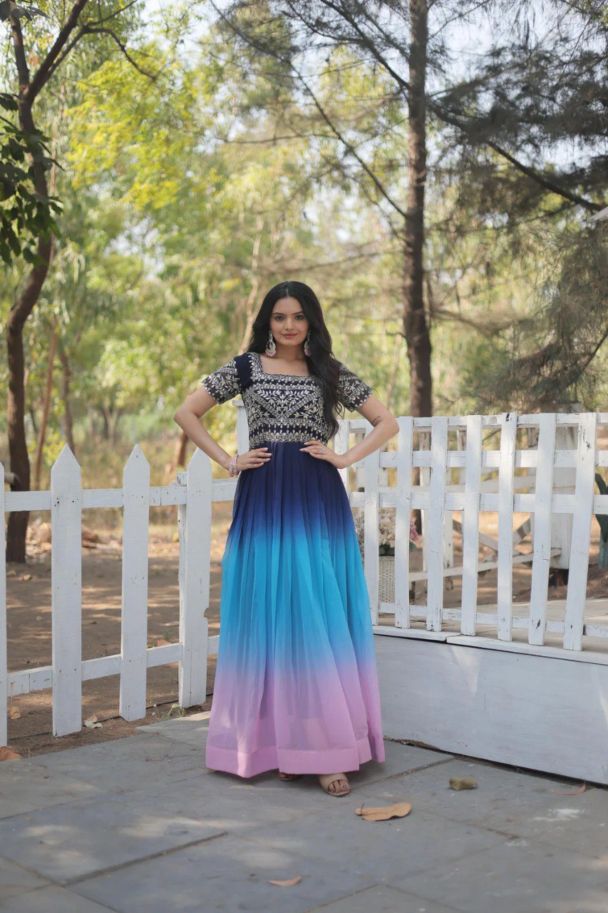 Blue Pink Ombre Gown