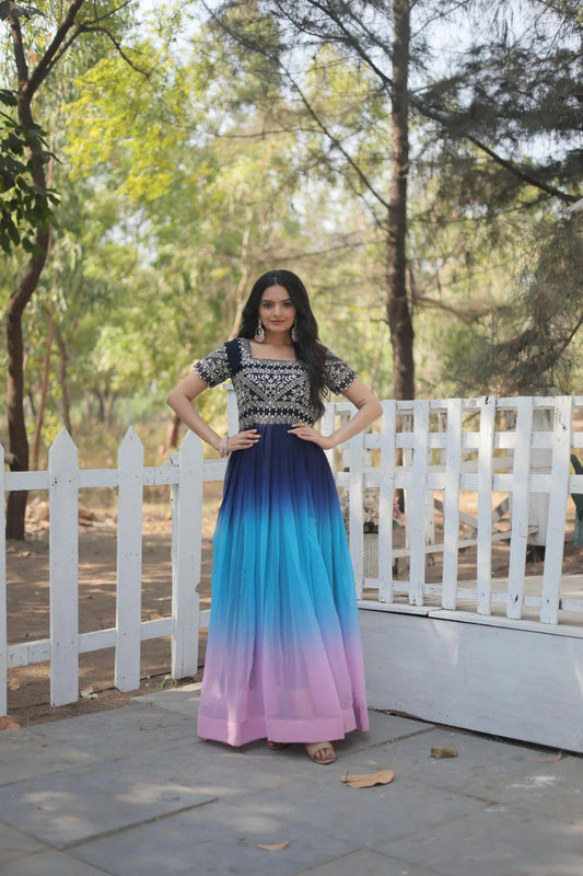 Blue Pink Ombre Gown