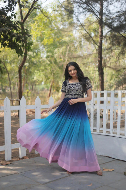 Blue Pink Ombre Gown