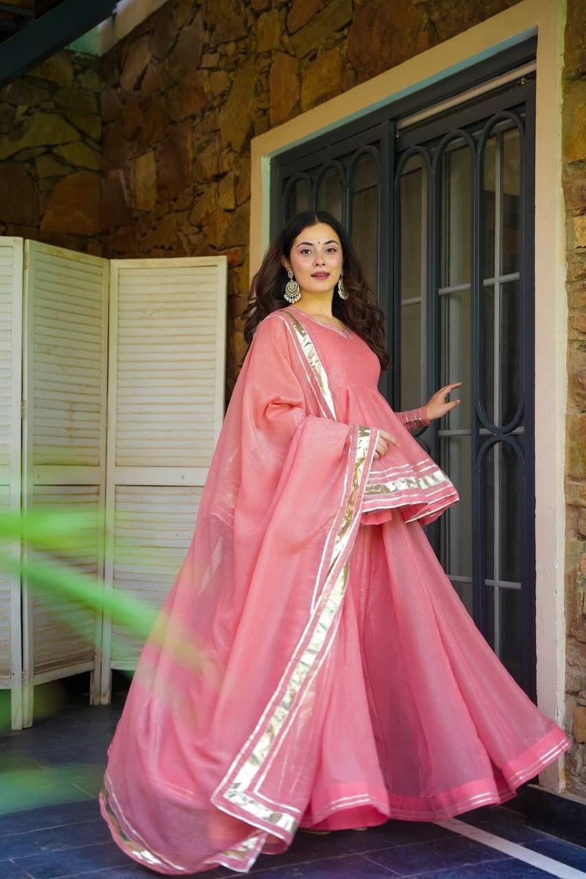 Elegant Pink Suit Set with Sharara and Dupatta