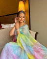 Pastel Multicolor Organza Saree with Golden Detailing