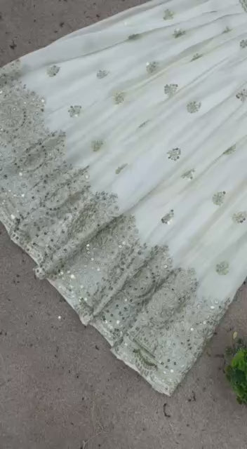 White Embroidered Sharara Set