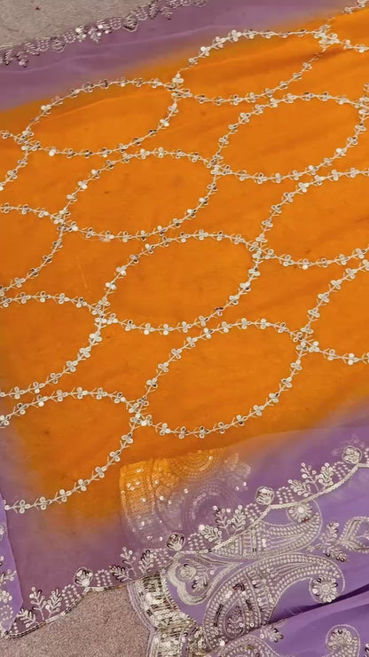 Lavender Faux Georgette Kurta with Sharara & Dupatta