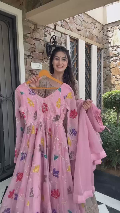 Pink Anarkali Sharara with Dupatta
