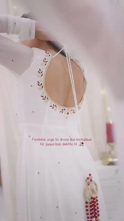 Elegant White Anarkali with Dupatta