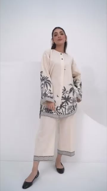 Printed palm tree Cotton Co-ord Set