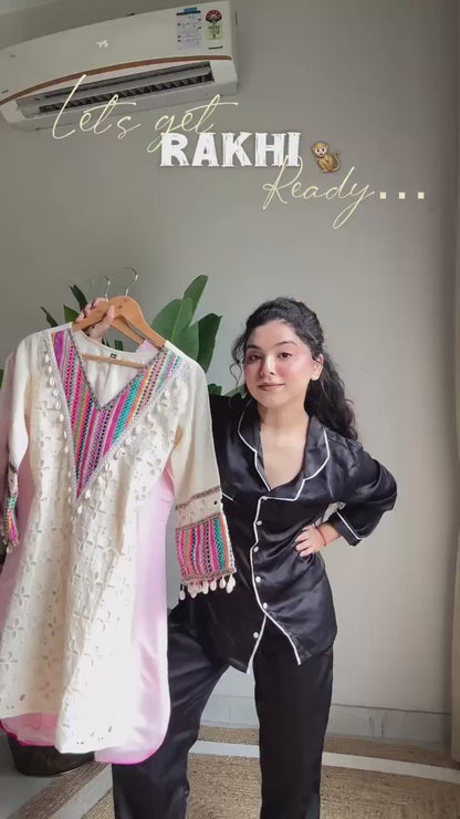 Elegant White Embroidered Kurta Set